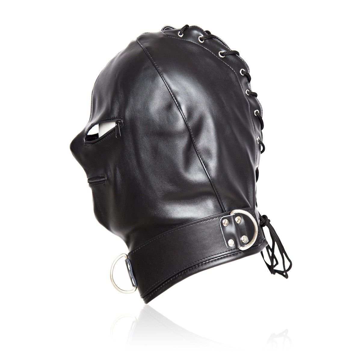 Faux Leather Three Zip Fetish Mask