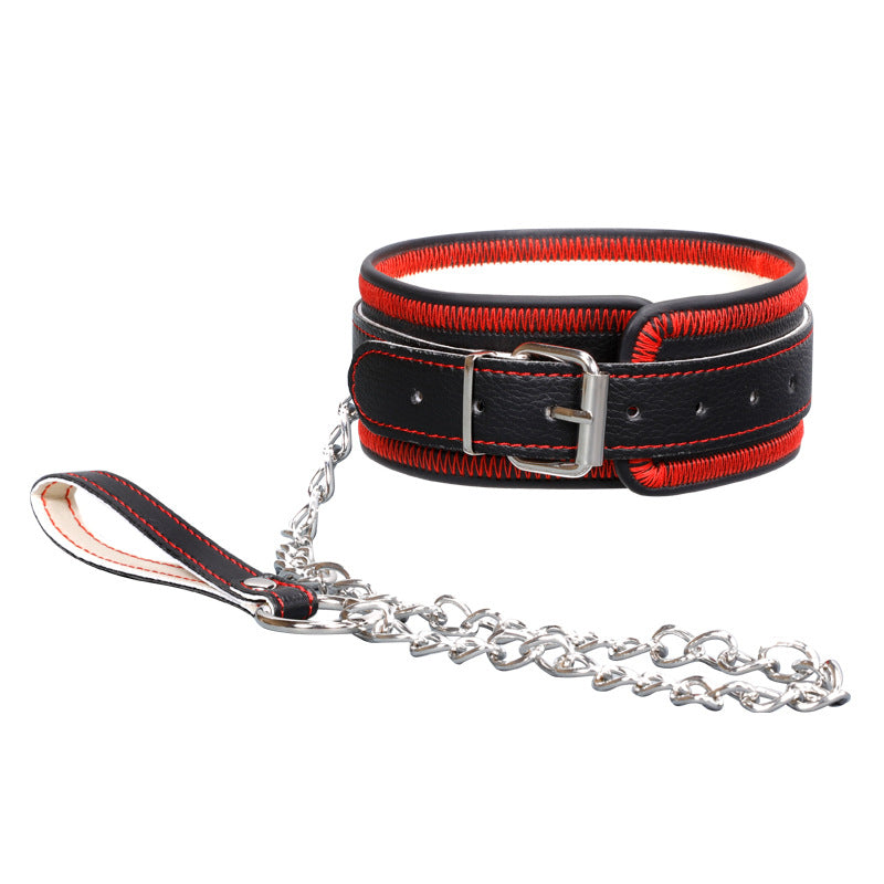 Black and Red Bondage Collar and Lead