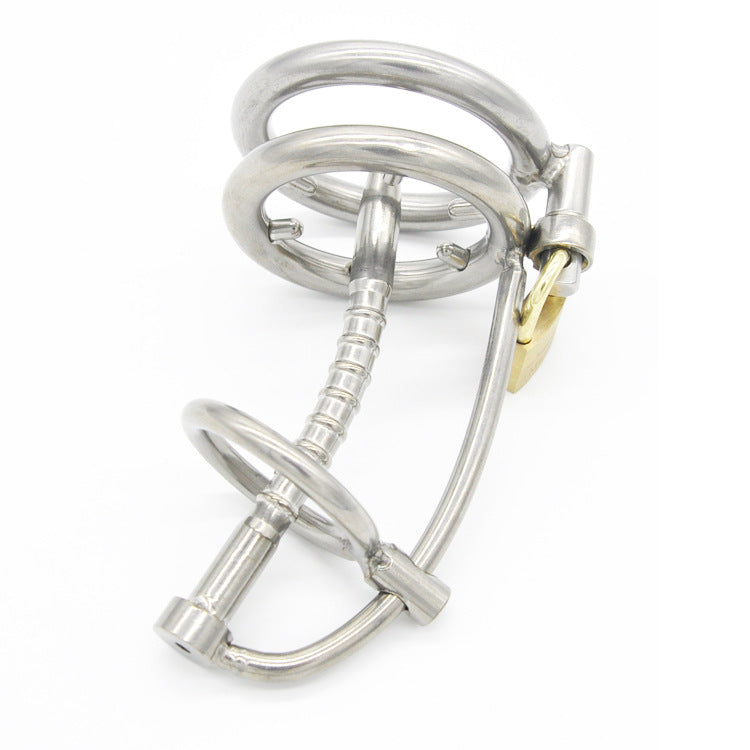 Metal Urethral Penis Chastity Cage with Locking Ball Ring