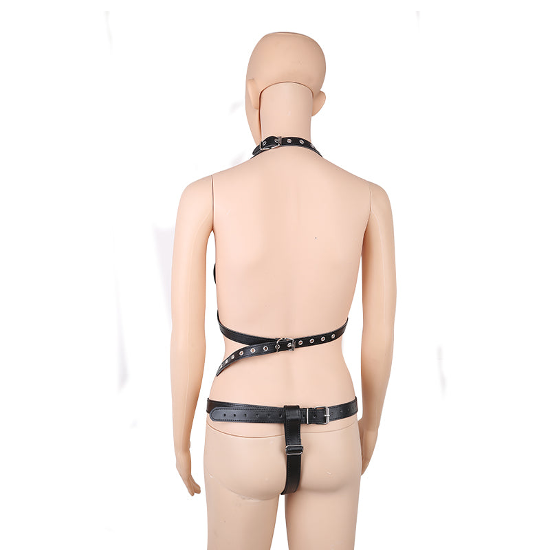 Faux Leather Fetish Bra and Thong 2 Piece