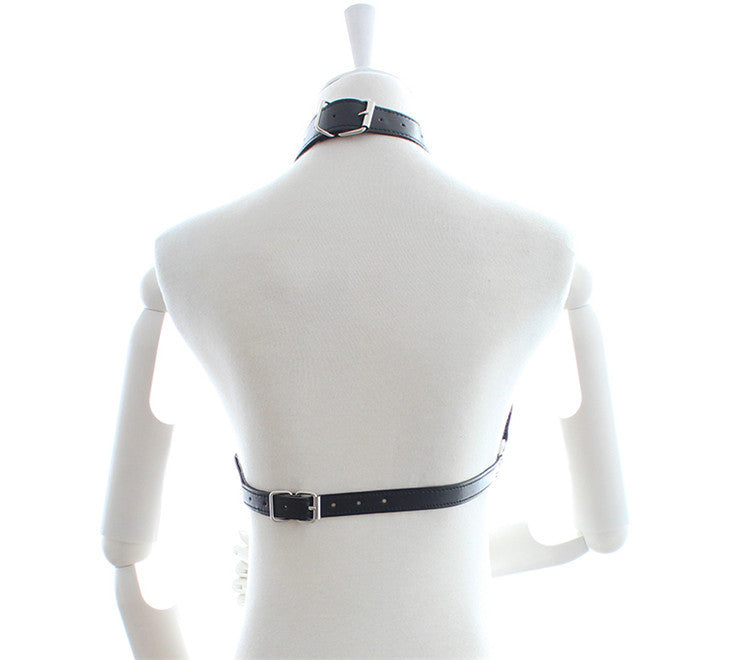 Faux Leather Open Cup Fetish Bra