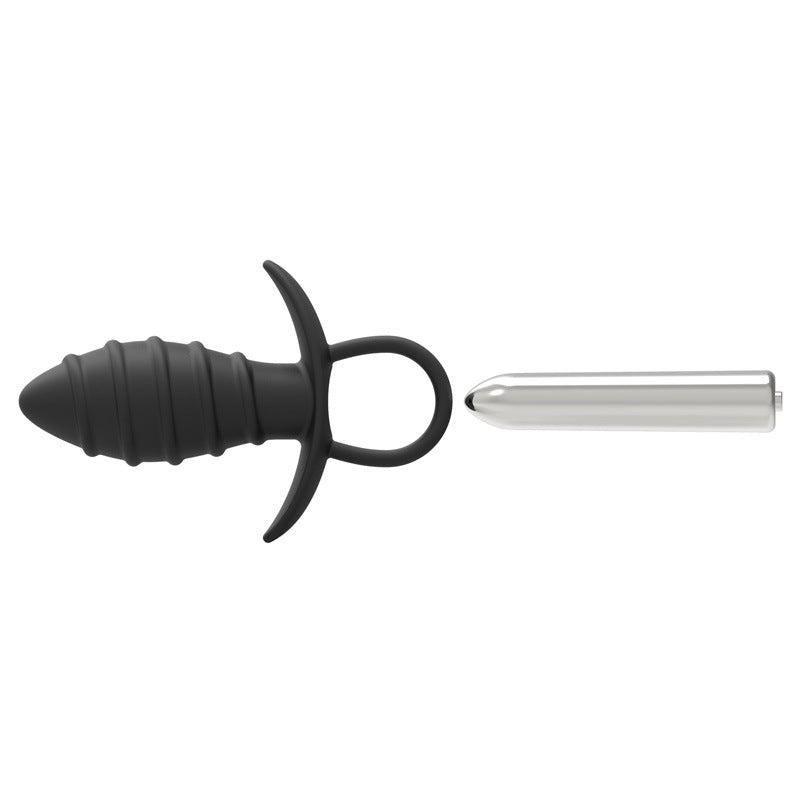 Vibrating Anal Toy with Texture and Pull Ring