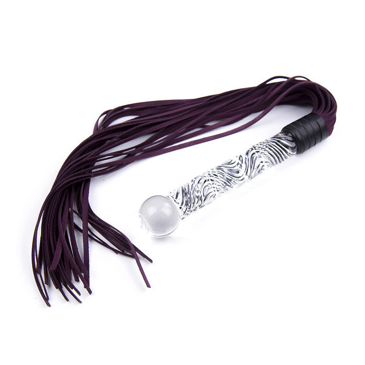 Glass Dildo Handle Sex Toy and Flogger Lace and Leather Glass Dildo Handle Sex Toy and Flogger Lace and Leather