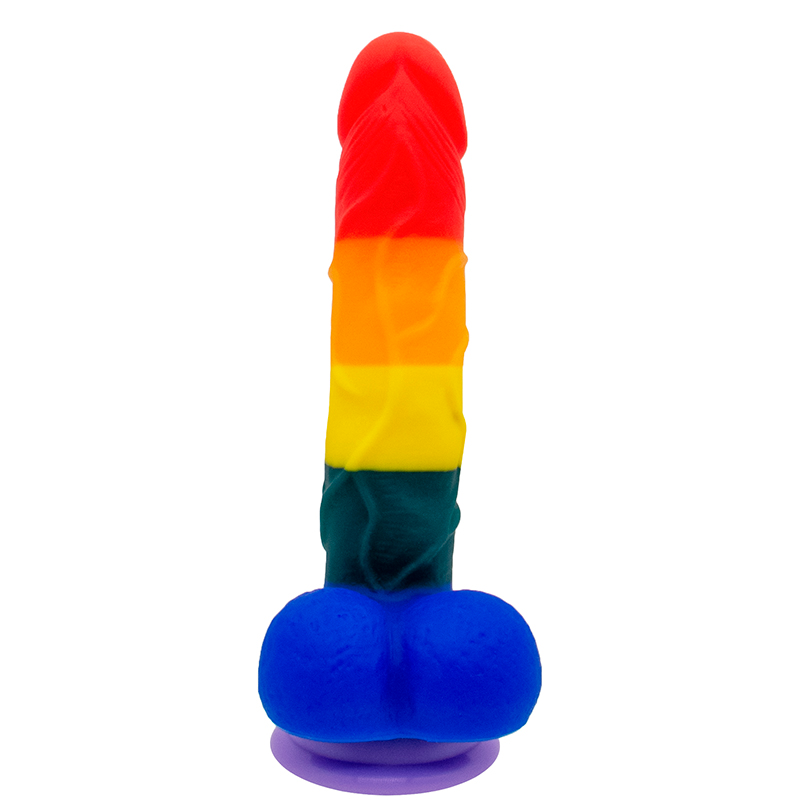 PRIDE Rainbow Silicone 8 Inch Dildo