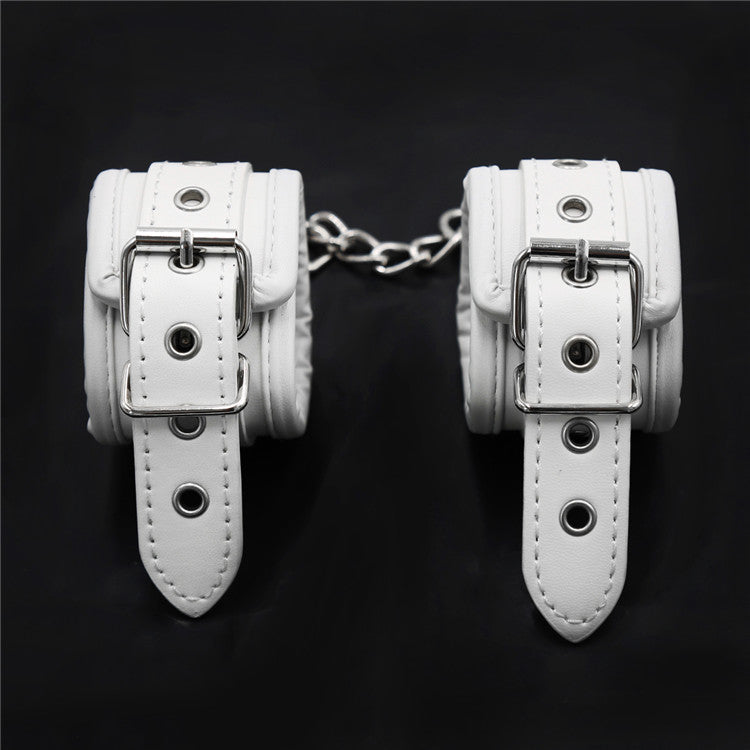 White BDSM Faux Leather Handcuffs