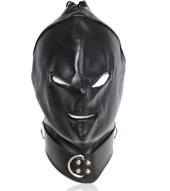 Faux Leather Three Zip Fetish Mask