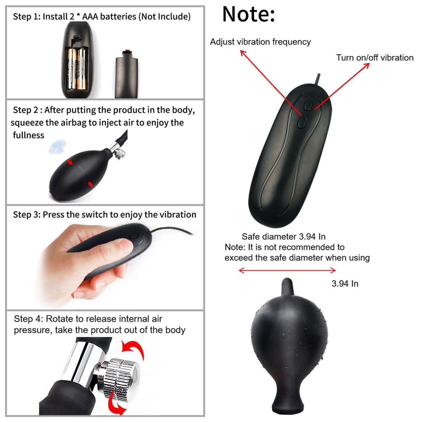 Vibrating Inflatable Butt Plug Pump