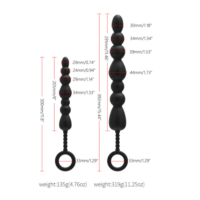 Black Silicone Beaded Booty Toy