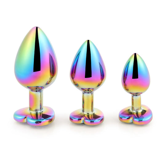 Jewelled Iridescent Metal Butt Plug (3 Piece)