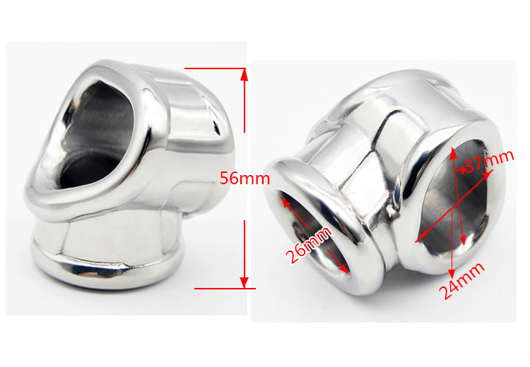 Stainless Steel Cock Ring and Ball Stretcher – Lace and Leather