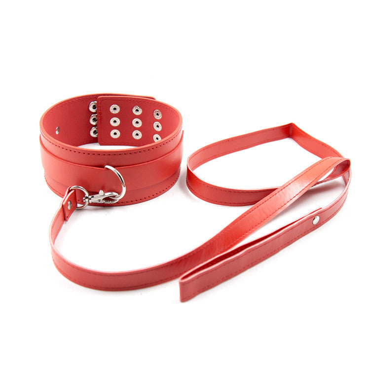 Feisty Red Faux Leather Collar and Loop Lead