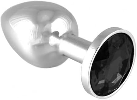 Butt Plug Large Silver Tone with Black Faceted Base 9.5cm 148g Adult Toy