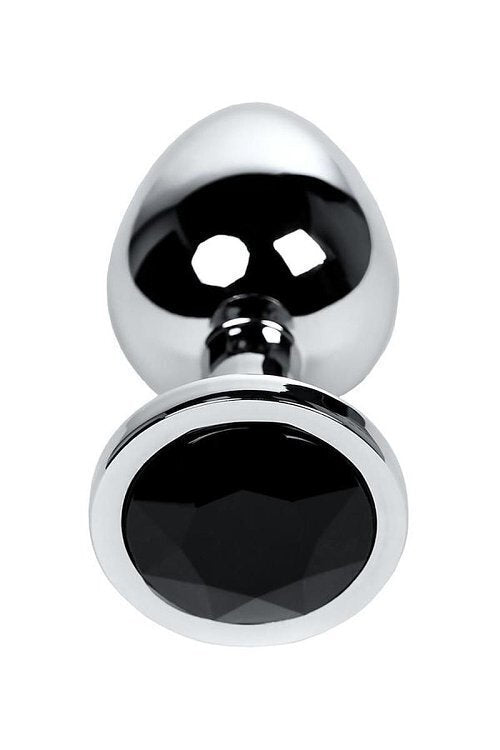 Butt Plug Large Silver Tone with Black Faceted Base 9.5cm 148g Adult Toy