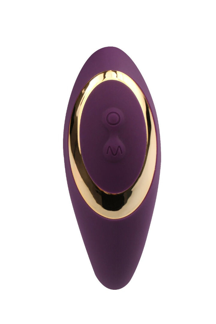 Double Ended Vibrator Curved G-Spot & Clitoral Sucking Vibrating Dildo Purple