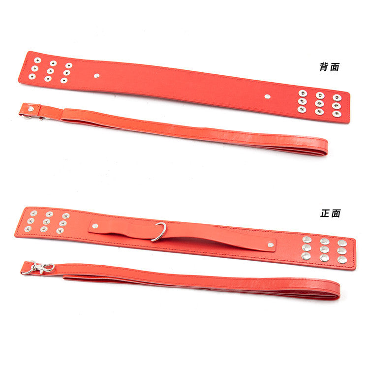 Feisty Red Faux Leather Collar and Loop Lead