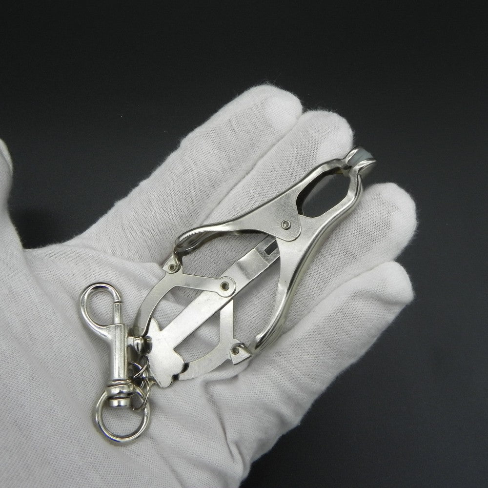Silver 'Bow Style' Nipple Clamps with Bondage Clips