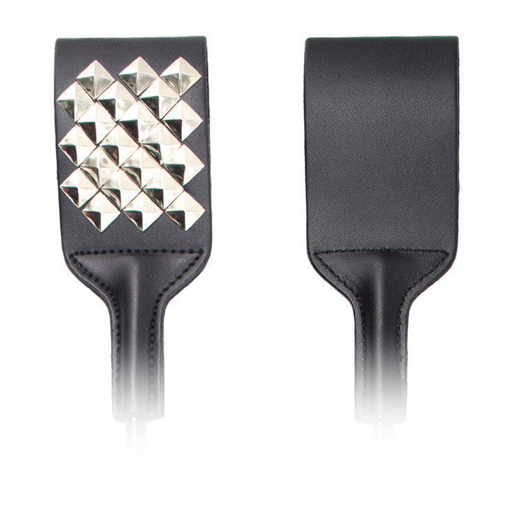Faux Leather Spanking Crop Featuring Metal Motifs