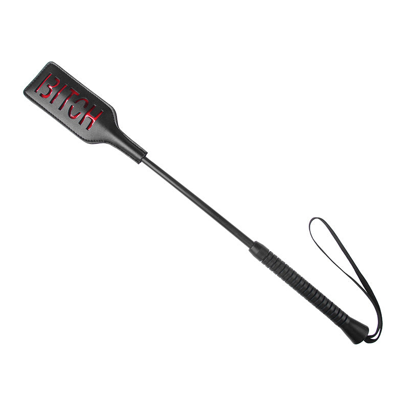 Faux Leather 'Bitch' Impression Paddle Spanking Crop