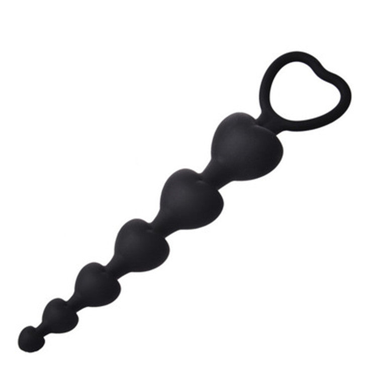 Silicone Anal Beads with Heart Shaped Handle