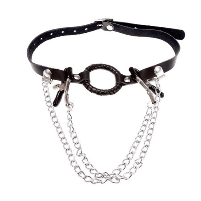 Open Mouth Gag and Nipple Clamp Set