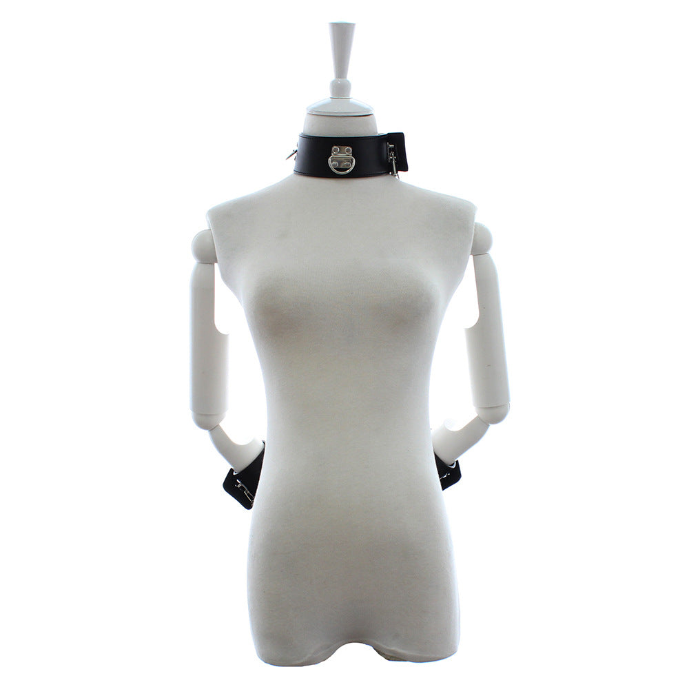 BDSM Bondage Collar and Hand Cuffs 