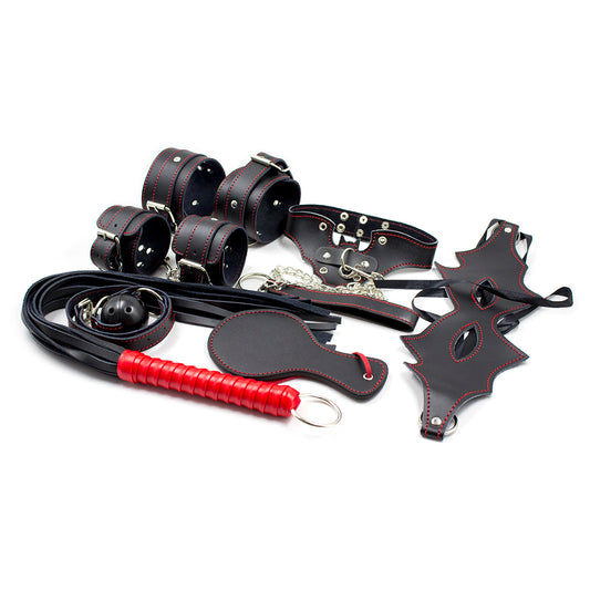 Black and Red PU Leather Bondage Kit