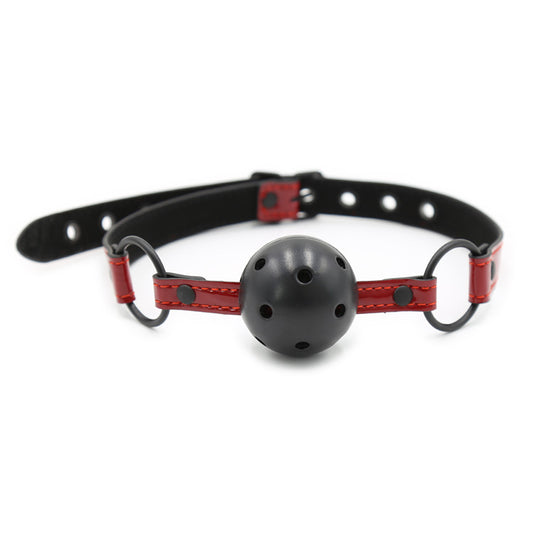 Black and Red Vented Beginners Ball Mouth Gag 