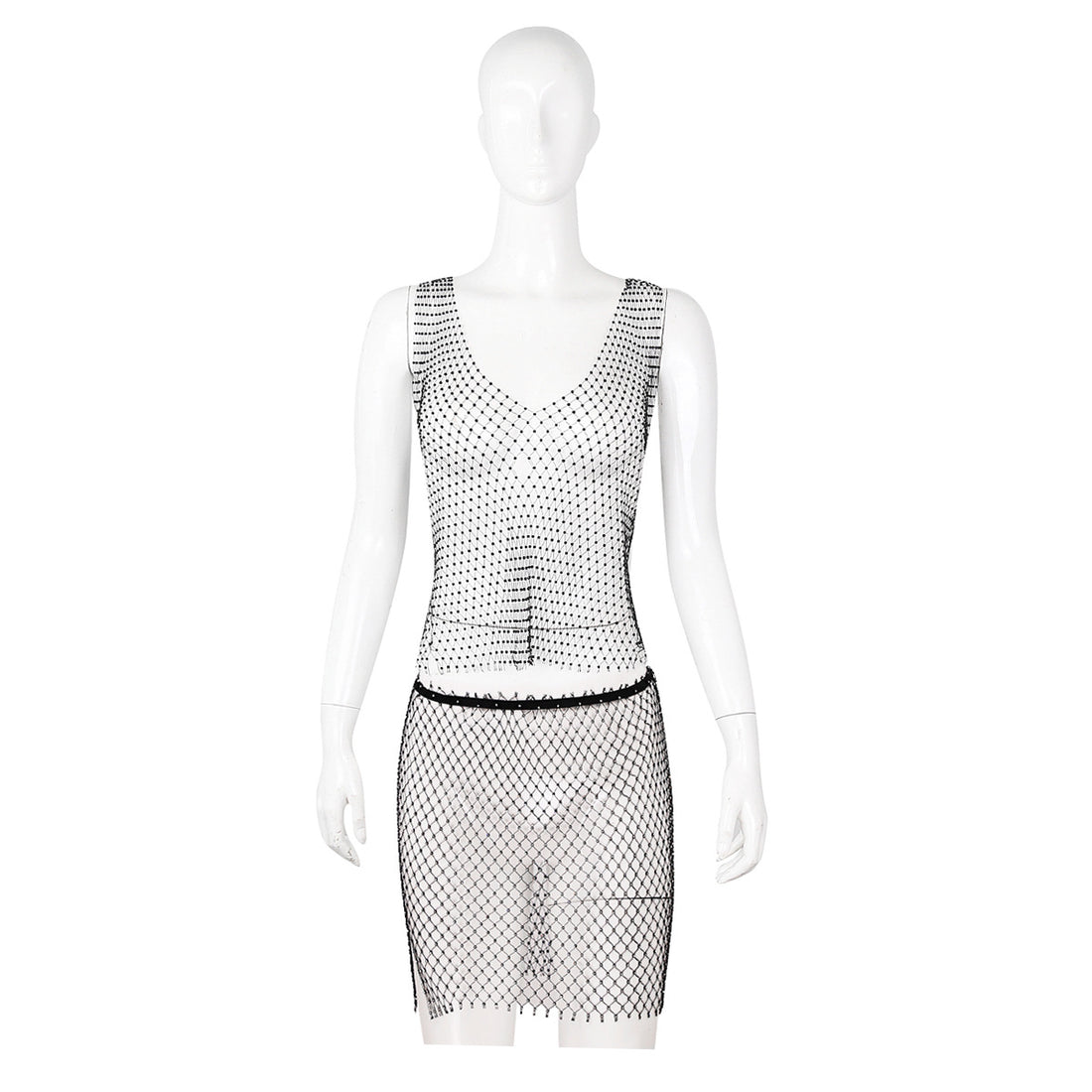 Fishnet and Lace Two Piece Set