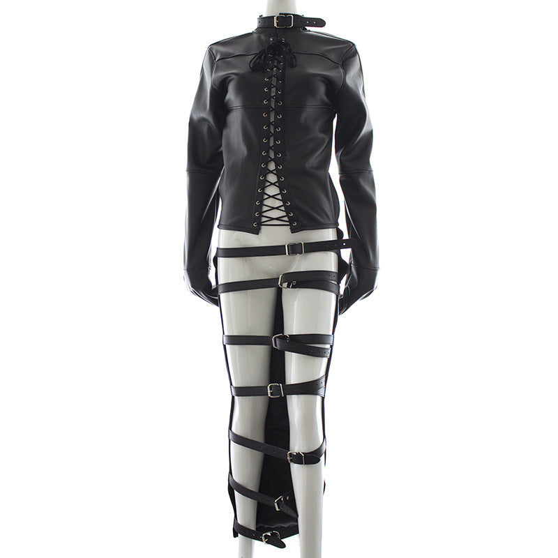 Full Length Strait Jacket – Lace and Leather