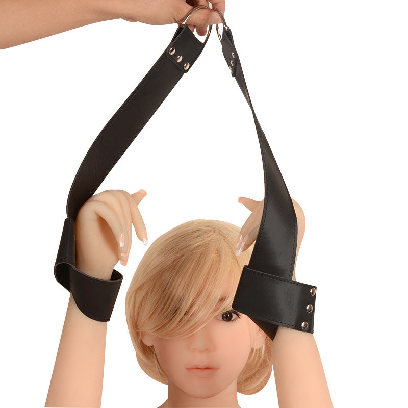 Black Faux Leather Hanging Handcuffs
