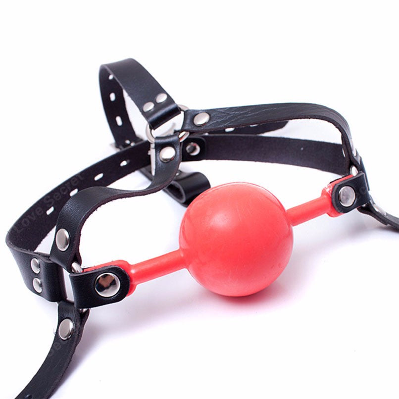 Red Mouth Ball Gag Head Harness
